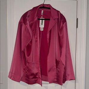 Glam Pink Blazer Satin Open-Front Jacket
